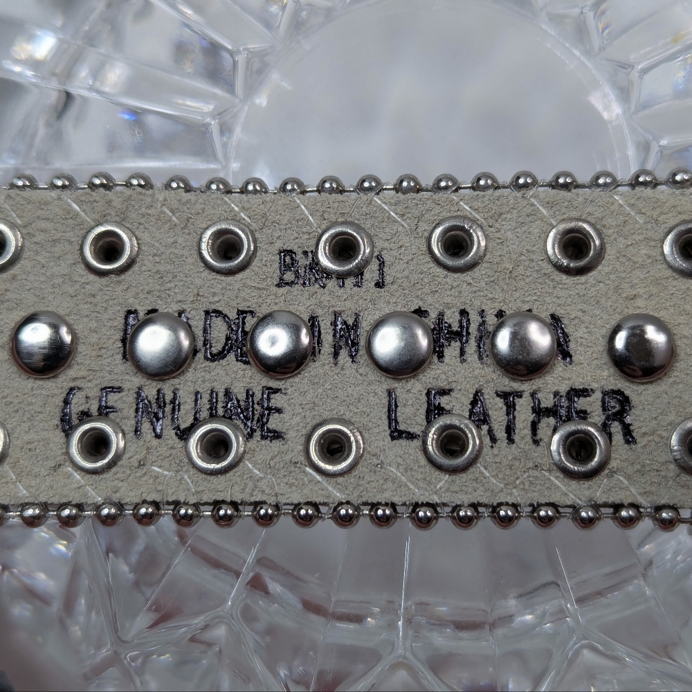 Angel Ranch Snap Bracelet Silver Beaded Rhinestone Crystals Camo Leather Strap - Picture 4 of 12